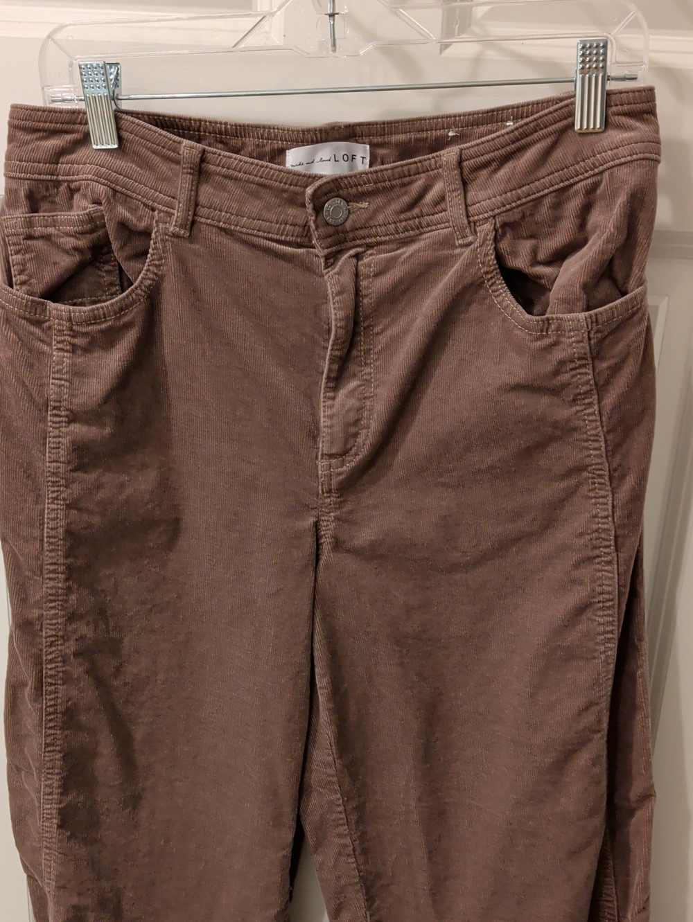 LOFT Barrel Leg Corduroy Jeans in Taupe Brown